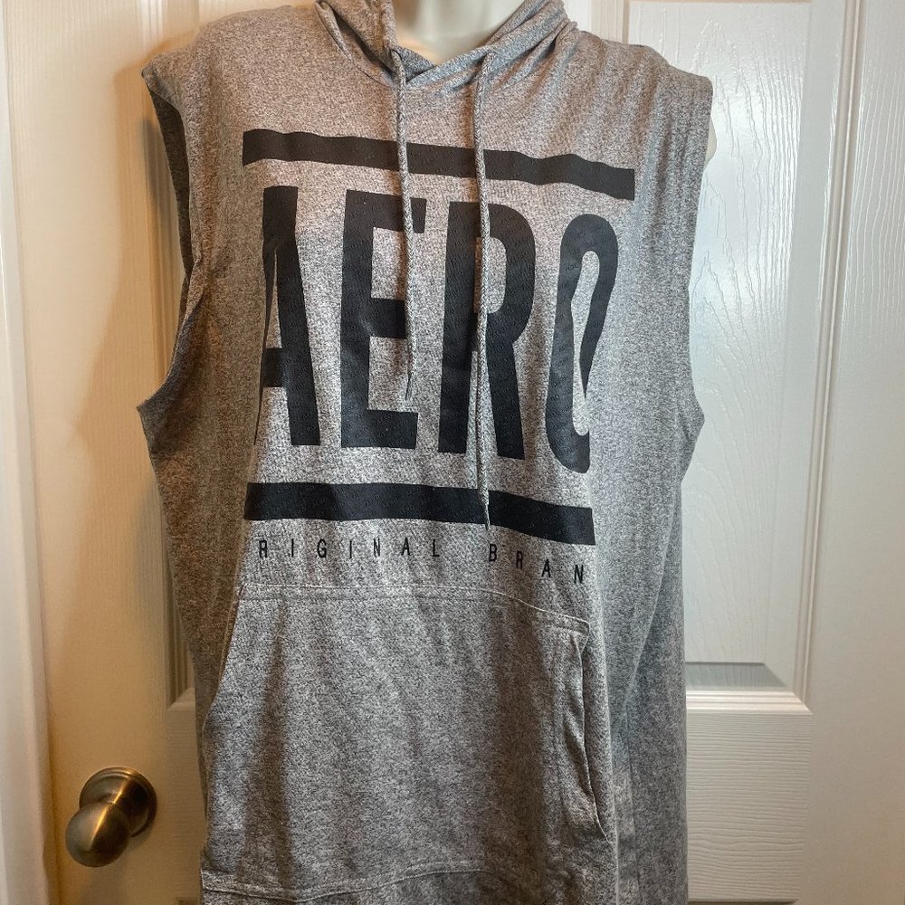 Aero sleeveless  grey tank with hood size L